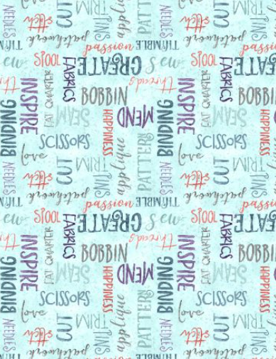 Sew Be It Teal Words 32097 443 Yardage