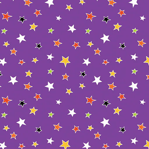 Glow-O-Ween Glowing Stars Purple Yardage