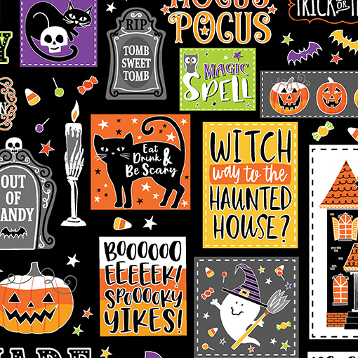 Glow-O-Ween Haunted Patchwork Yardage