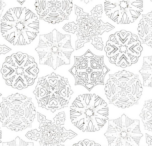 White as Snow Snowflakes White Yardage