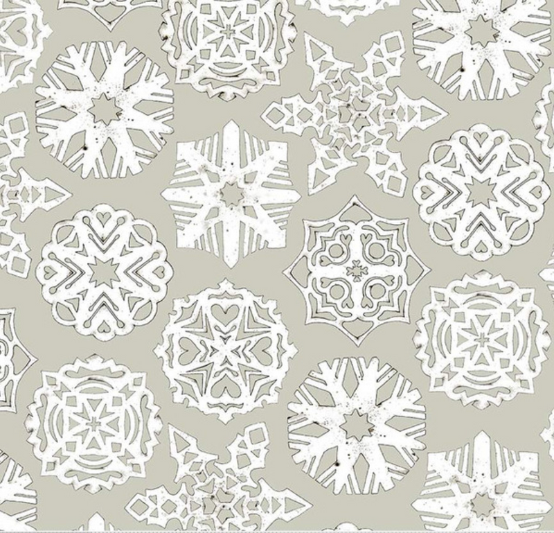 White as Snow Snowflakes Gray Yardage