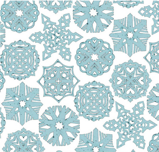 White as Snow Snowflakes Blue Yardage
