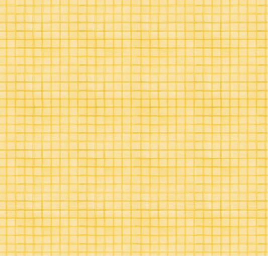White as Snow Windowpane Plaid Yellow Yardage