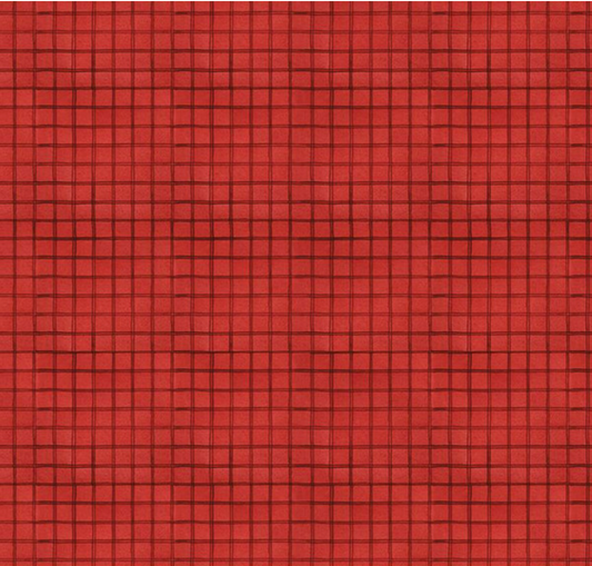 White as Snow Windowpane Plaid Red Yardage
