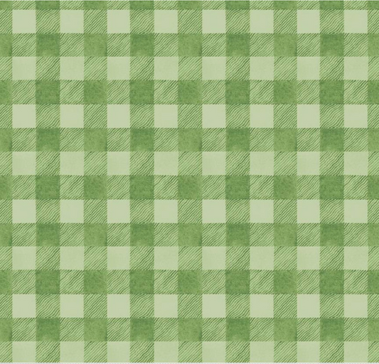 White as Snow Buffalo Plaid Green Yardage