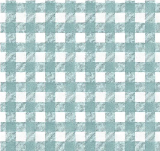 White as Snow Buffalo Plaid Blue Yardage