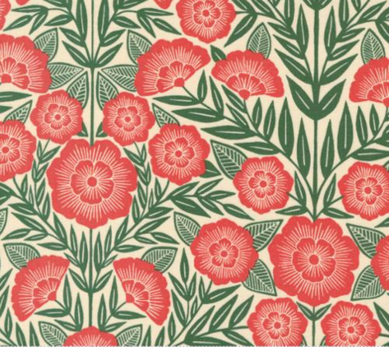 Flower Press Ecru Ginger Yardage