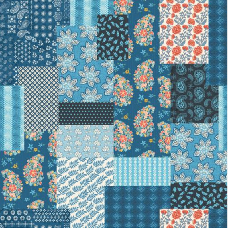 Cadence Patchwork Indigo Yardage