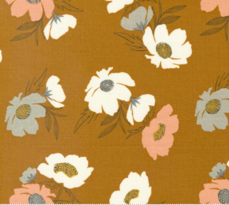 Woodland Wildflowers Caramel Bold Bloom Yardage