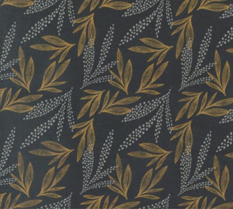 Woodland Wildflowers Charcoal Leaf Lore Yardage