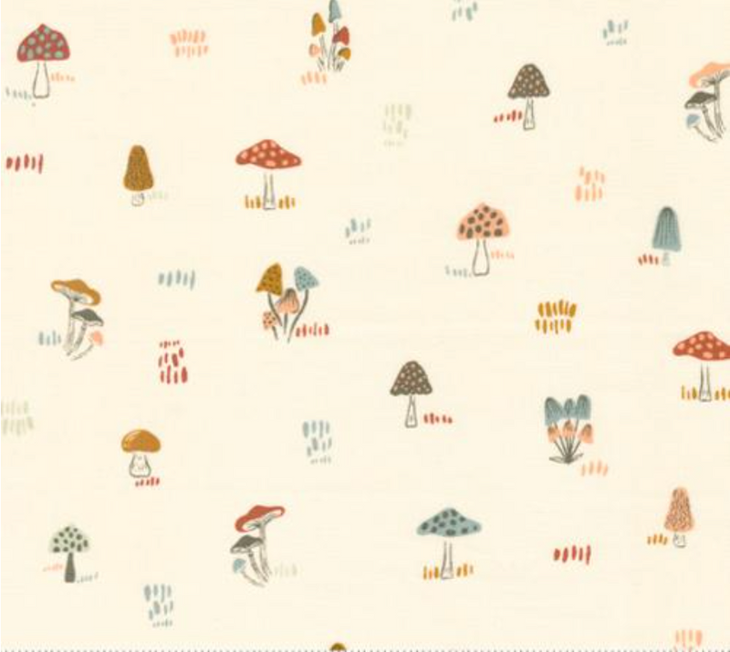 Woodland Wildflowers Cream Micro Mushrooms Yardage