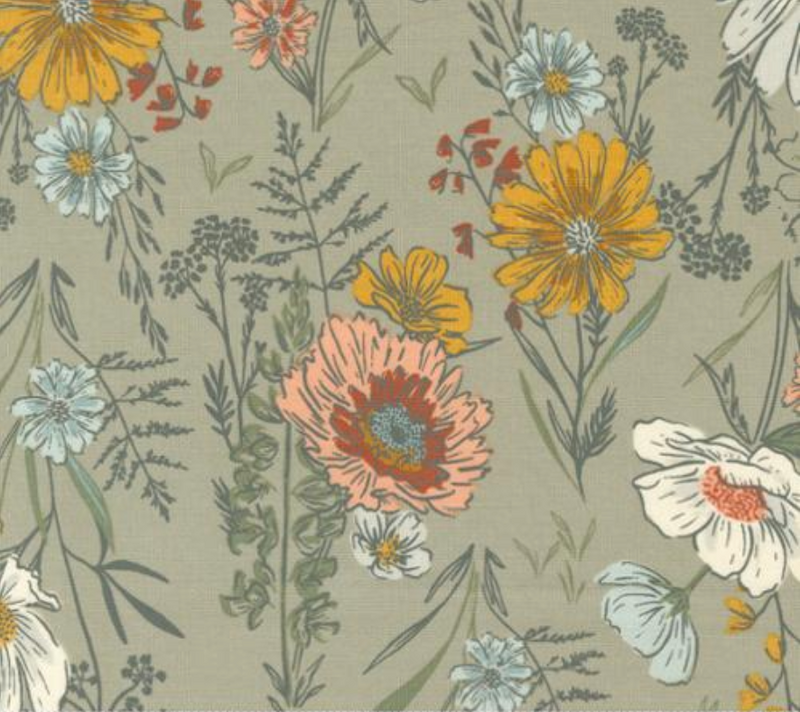 Woodland Wildflowers Taupe Yardage