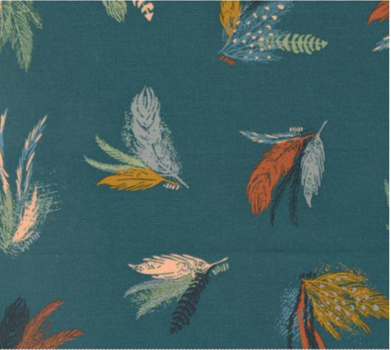 Woodland Wildflowers Dark Lake Feather Yardage