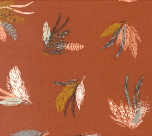 Woodland Wildflowers Rust Feather Yardage