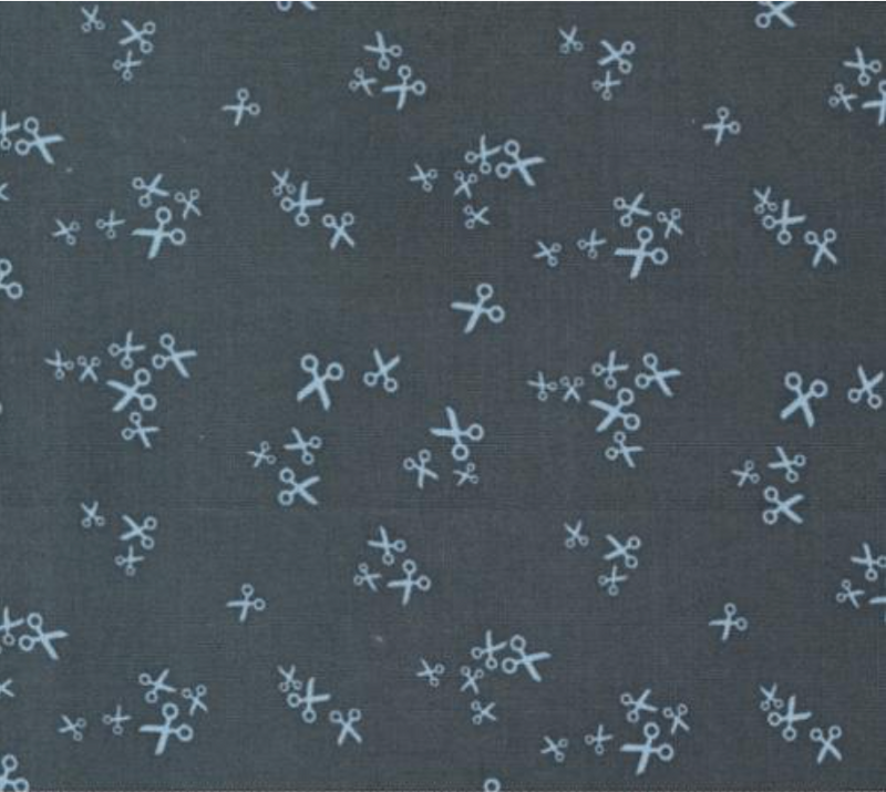 Bluish Scissors Charcoal Yardage