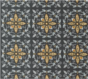 Honey Lavender Charcoal Tiles Yardage