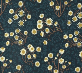 Quaint Cottage Midnight Chamomile Yardage