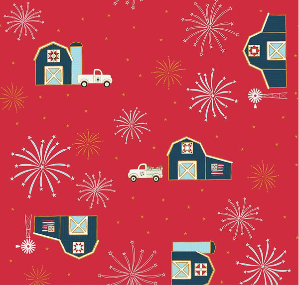 Sweet Freedom Barns Red Sparkle Yardage