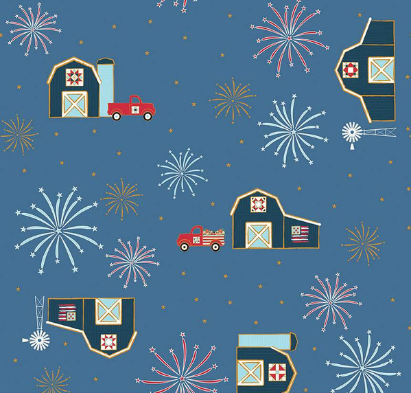 Sweet Freedom Barns Denim Sparkle Yardage