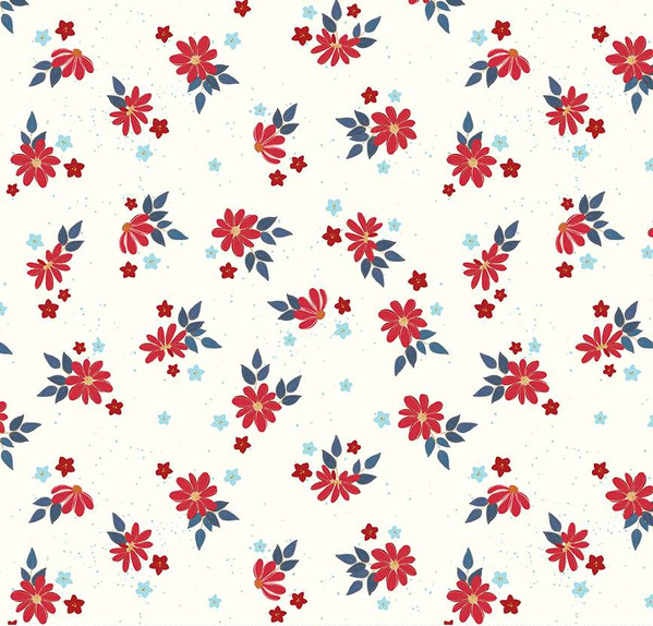 Sweet Freedom Summer Flowers Cloud Sparkle Yardage