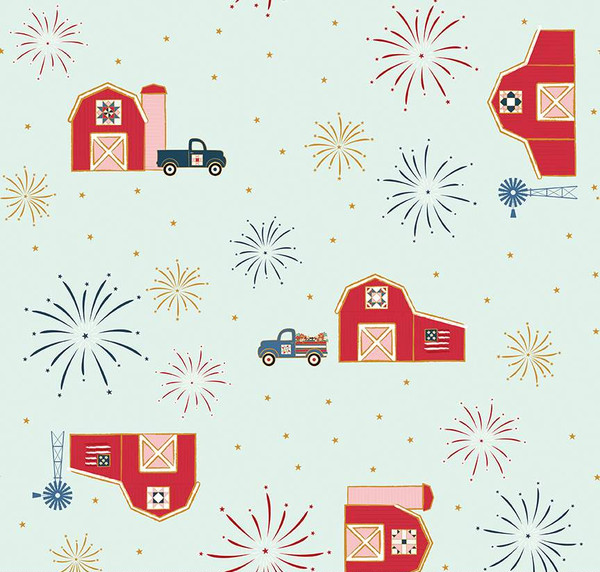 Sweet Freedom Barns Bleached Denim Sparkle Yardage