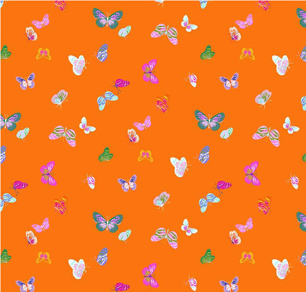 Splendid Butterflies Orange Yardage