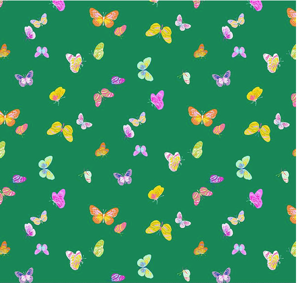 Splendid Butterflies Green Yardage