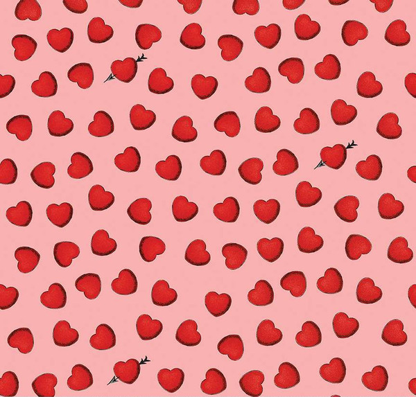 All My Heart Heart Toss Pink Yardage