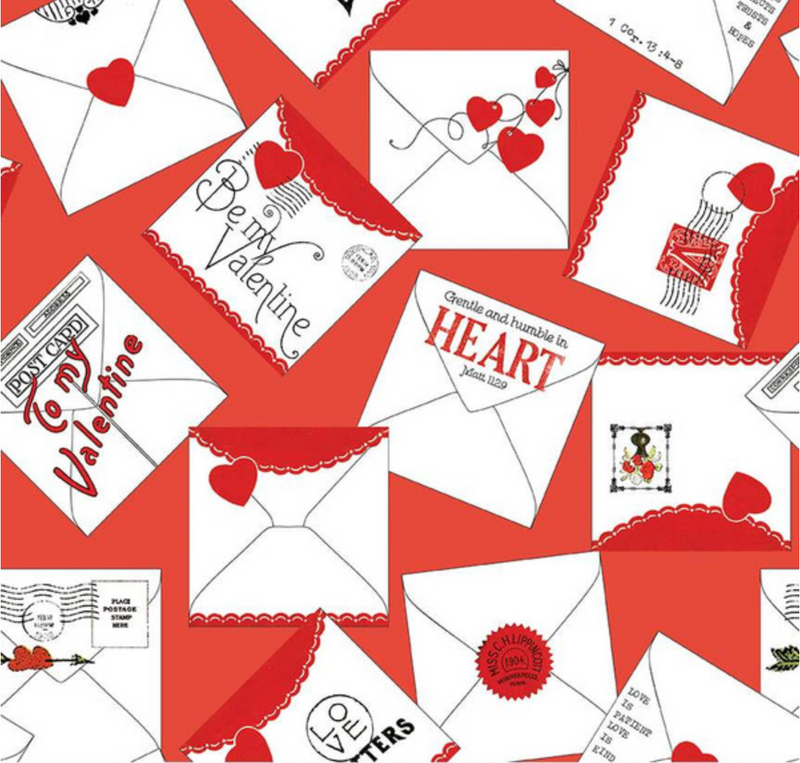 All My Heart Valentine Greeting Red Yardage