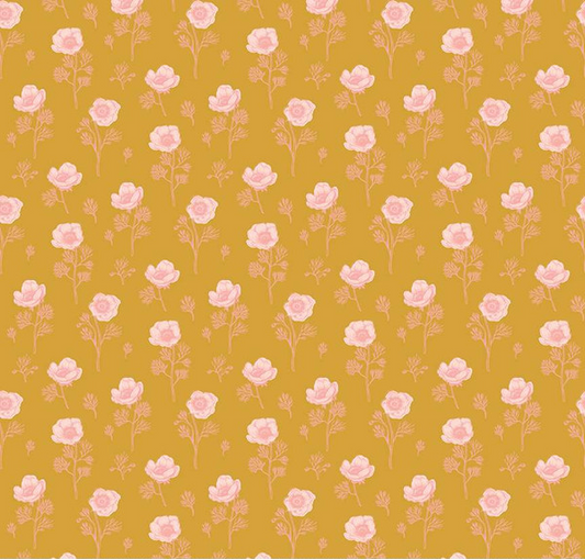 Porch Swing Botanical Anemones Mustard Yardage