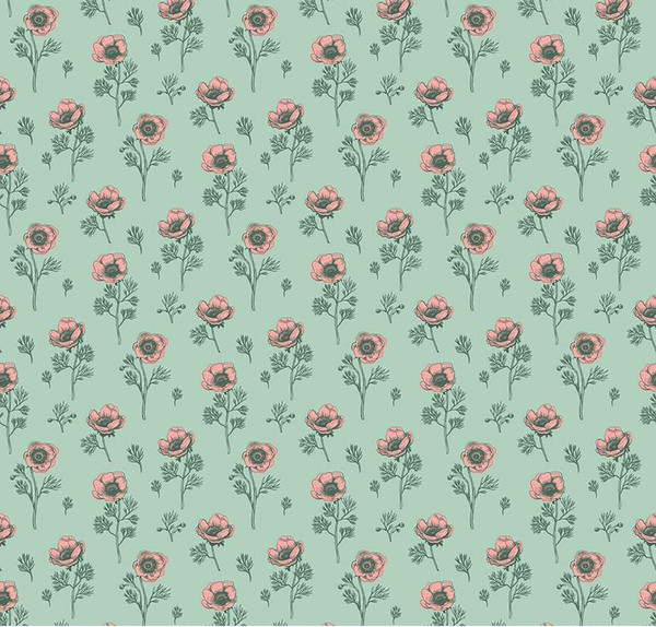 Porch Swing Botanical Anemones Mint Yardage