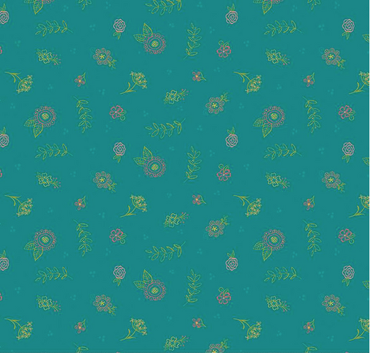 Market Street Embroidery Teal Yardage