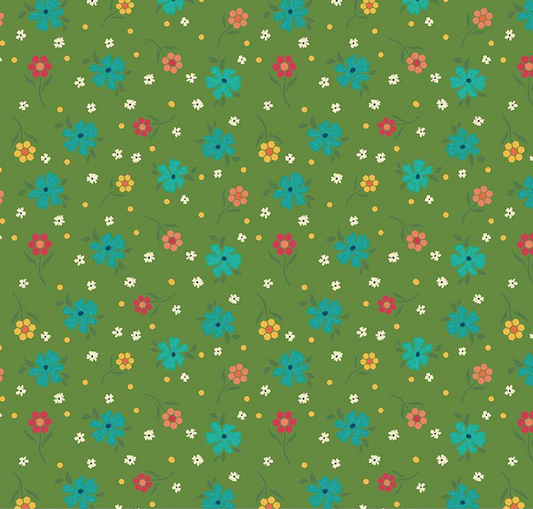Market Street Flowers Green Yardage
