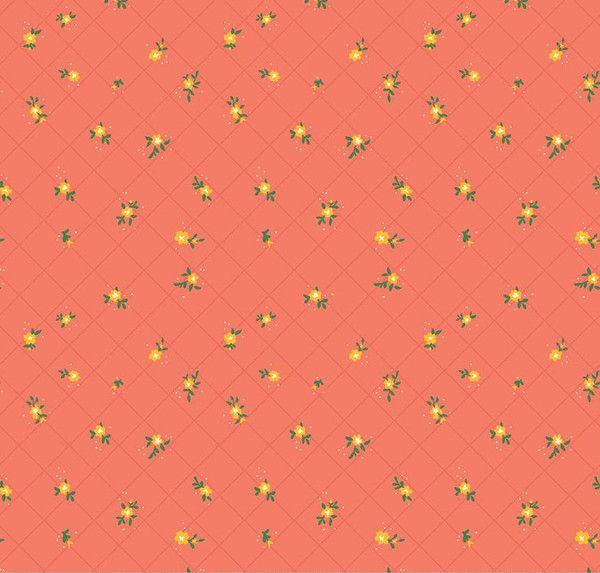 Market Street Flower Grid Coral Yardage