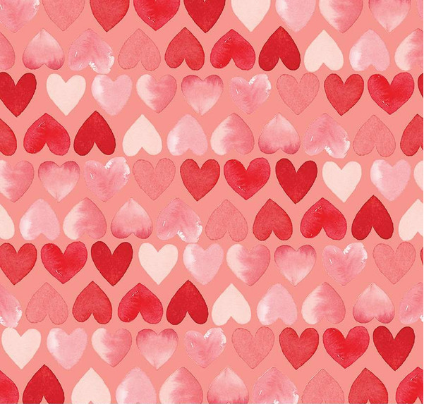 My Valentine Hearts Coral Yardage