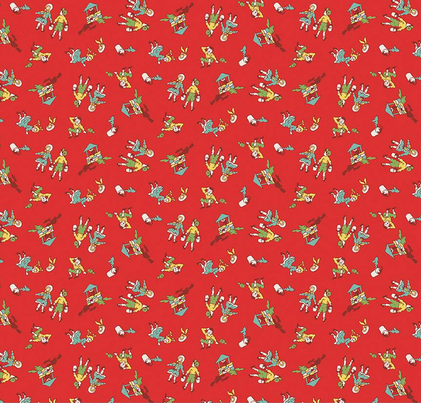 Storytime 30s Jack and Jill Red Yardage