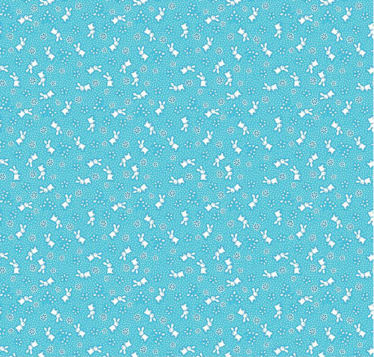 Storytime 30s Bunnies Aqua Yardage
