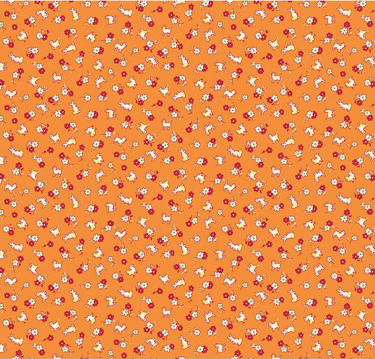Storytime 30s Animals Orange Yardage
