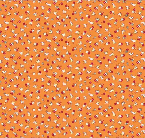 Storytime 30s Animals Orange Yardage