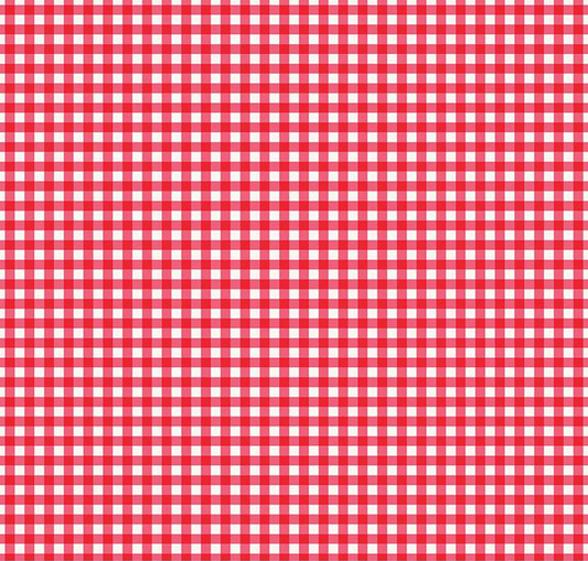 Picnic Florals Gingham Red Yardage