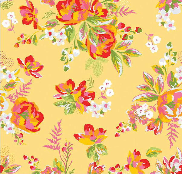 Picnic Florals Main Yellow Yardage