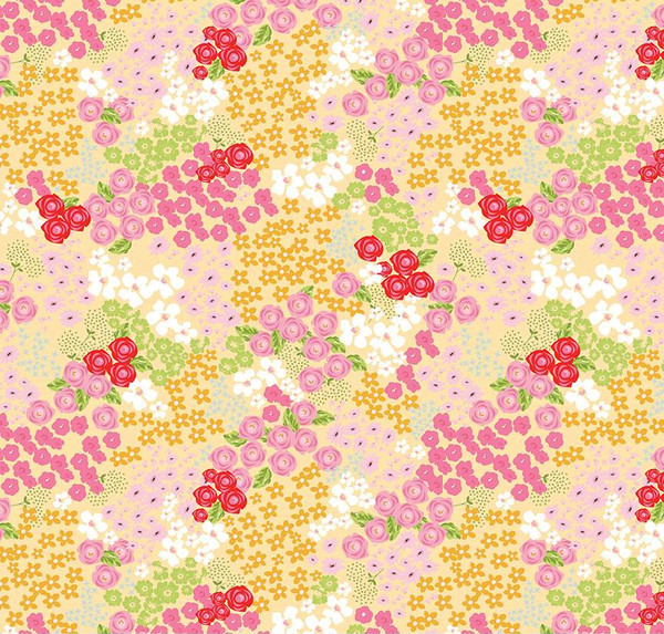 Picnic Florals Flower Garden Yellow Yardage