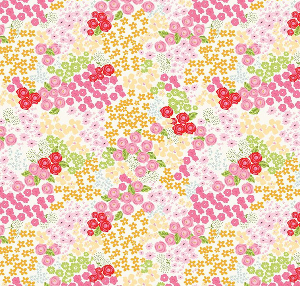 Picnic Florals Flower Garden Cream Yardage