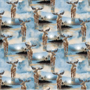 Cold Winter Morning Moose Blue Yardage