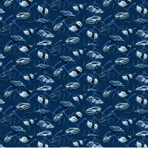 Fast and Wild Cars Navy Yardage