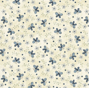 Butterflies & Blooms Medium Butterfly Toss Cream Yardage