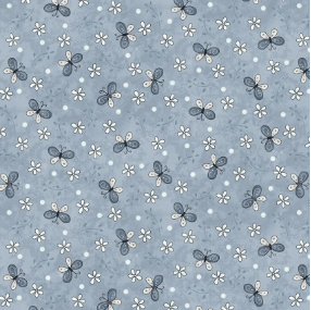 Butterflies & Blooms Medium Butterfly Toss Light Blue Yardage