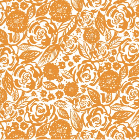 Santa Monica Graphic Floral White Orange Yardage