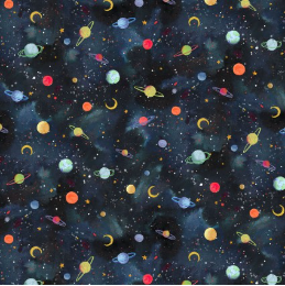 To The Moon Planets Black Yardage