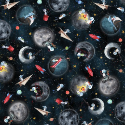 To The Moon Astronaut Toss Black Yardage